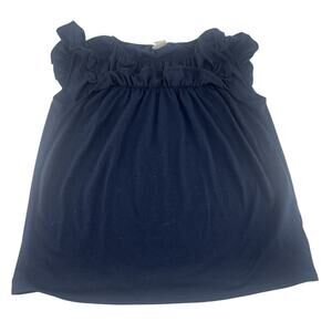 Lularoe Stasha Shirt Womens Large Navy Blue Ruffles Cap Sleeve Casual Stretchy